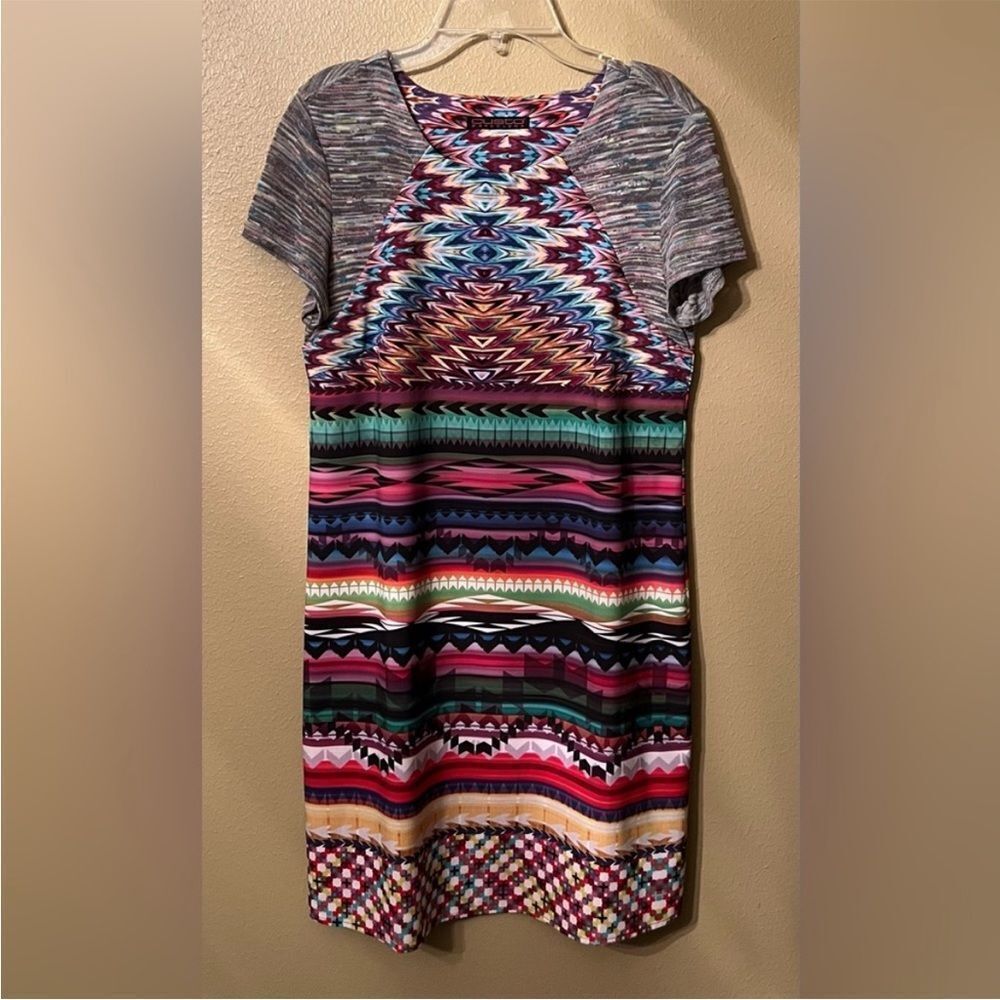CUSTO BARCELONA Dress Bright Print Sheath Art to Wear Tunic/Dress Size 1 (Small)